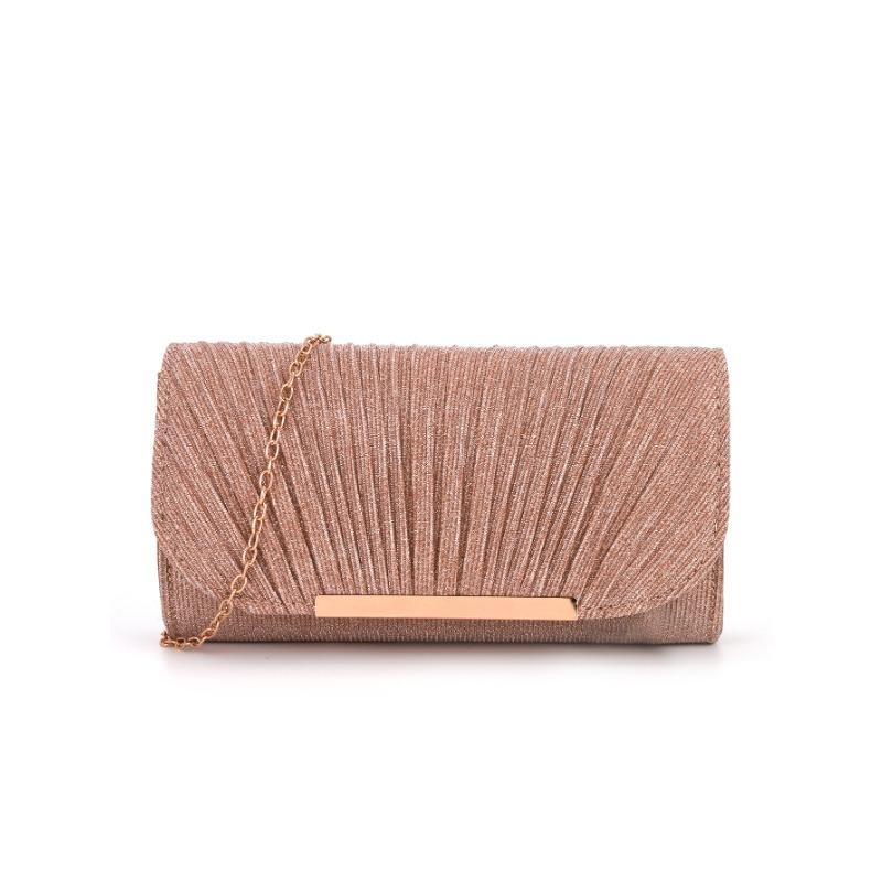 Borsa a tracolla per donna, pochette plissettata, con cuciture alte, fondo tondo, borsa a mano