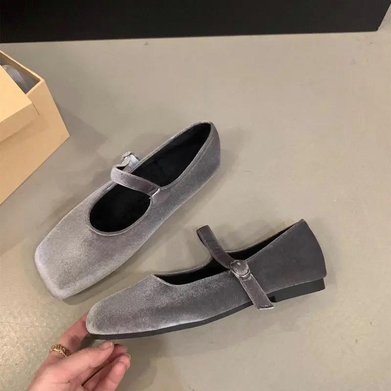 Fashion Flat Shoes for Women Autumn Mary Jane Hairy Single Shoes for Women 2025 New Retro Suede Loafers Women Ladies Shoes