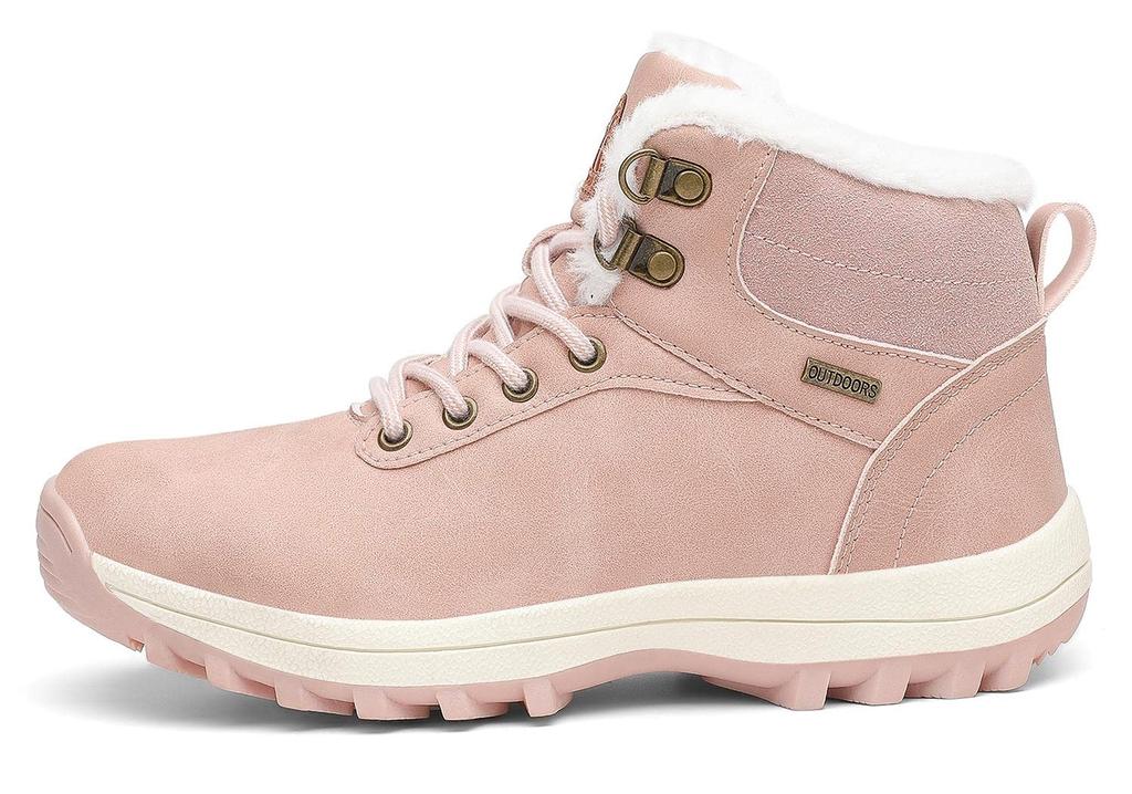 Putu Snow Climbing Cold Weather Outdoor Hiking Size Pink High-Top Waterproof, Non-Slip, Fleece-Lined Boots, Unisex, Boots, Abrasion-Resistant,