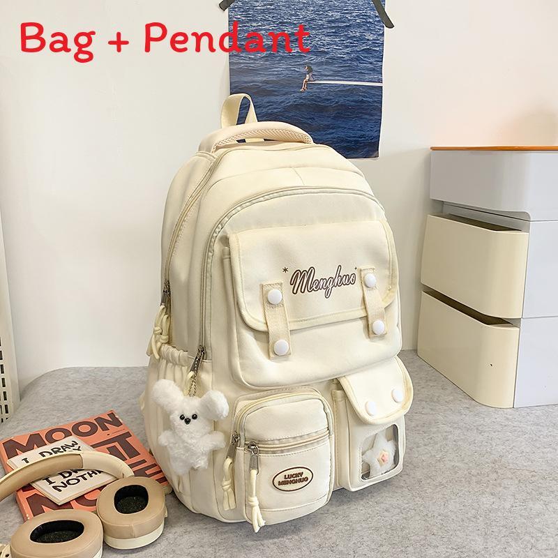 Nylon School Backpack For Students With Design And Letter Pattern For Campus Use