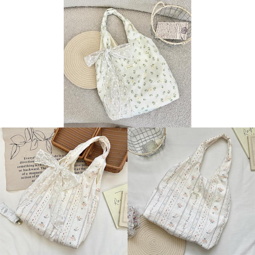 Floral Pattern Tote Bag With Soft Polyester Material For Daily Casual Use