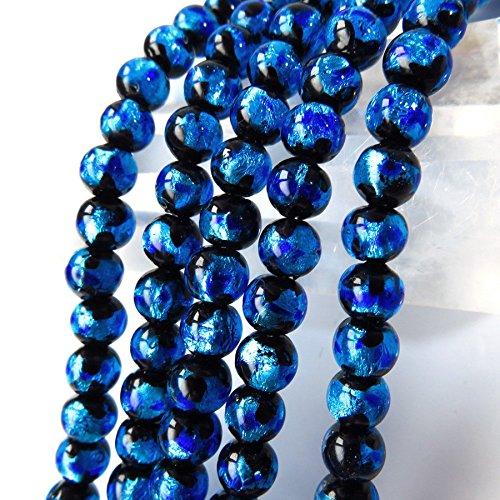 [GOLD STONE] Glow-in-the-dark Firefly Glass Beads, 6mm, Approx. 37cm Length, Type C, Blue, Lampwork Beads, Okinawa Souvenir