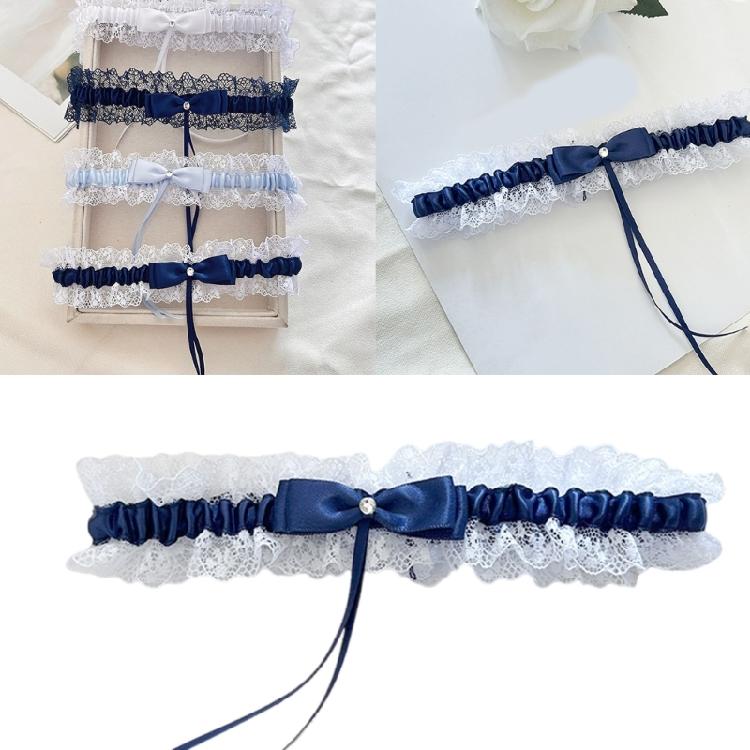 Elegant Rose Flower Garter with Bowknot Adjustable Lace Leg Band for Women Holiday Wedding Dress Outfits