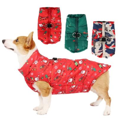 Christmas Pet Clothes Waterproof Easy Zipper Design Soft Thick Cotton Fabric Traction