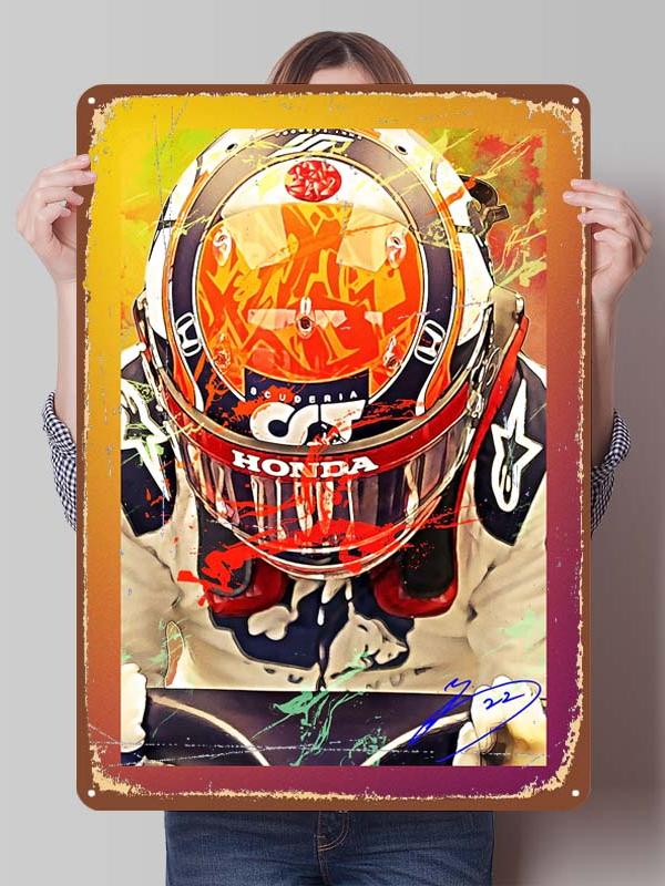 Yuki Tsunoda Racer Posters F1 Racing Metal Signs Decor for Room Decoration Custom Tin Plates for Wall Art Decoration Retro Home