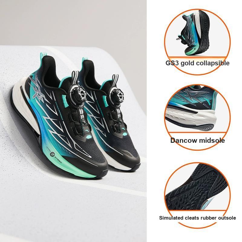Anta Kinder Hailang GS3 Stoff Resiliente Technologie Kein-Binden Drehschnalle Rückprall Leicht Stoßdämpfung Niedriger Schaft Laufschuhe 312445508-1