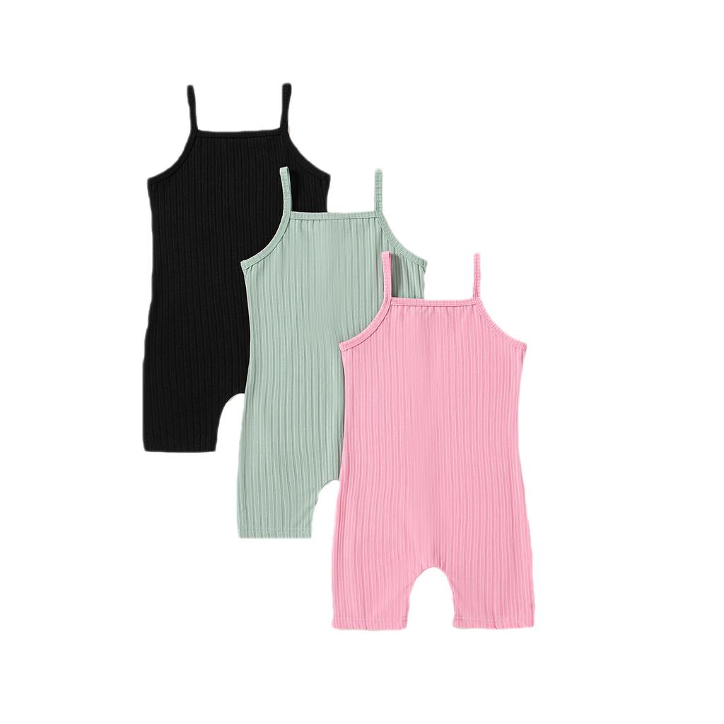 Girls' Ribbed Romper Set - Sleeveless Jumpsuit 3-Piece Outfit