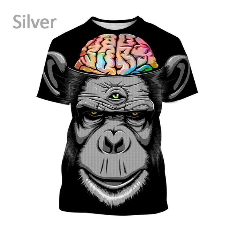 Cool 3D Gorilla Print Short Sleeve T-Shirt, Tribal Style, Great for Casual Wear.
