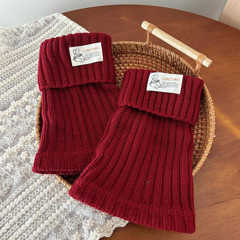 Einfarbige Beinstulpen mit Bündchen für Millennial-Mädchen, Coole gestrickte Plüschsocken-Abdeckungen, Stoffetikett Kurze Socken-Abdeckungen