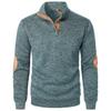 Men's Stand Collar Sweatshirt Jacket Knit Elbow Patch Casual Jacquard Cardigan Hoodie