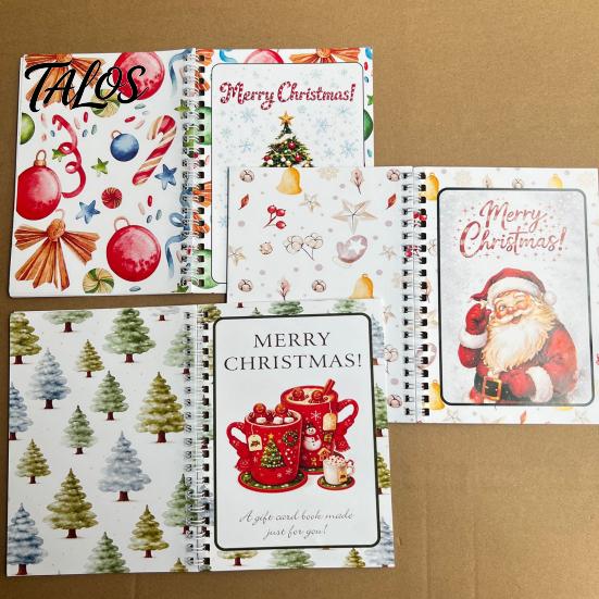 Interactive Gift Card Display Book Christmas Book, 7" x 5" Spiral Bound Merry Handmade Presenting Album Booklet, Greeting Album, Personalized for Xmas