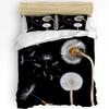 Copripiumino Pianta Soffione Bianco e Nero 2/3 Pezzi Set Biancheria da Letto Tessile per la Casa Coperta Copricuscini Set Biancheria da Letto per Camera da Letto Senza Lenzuolo