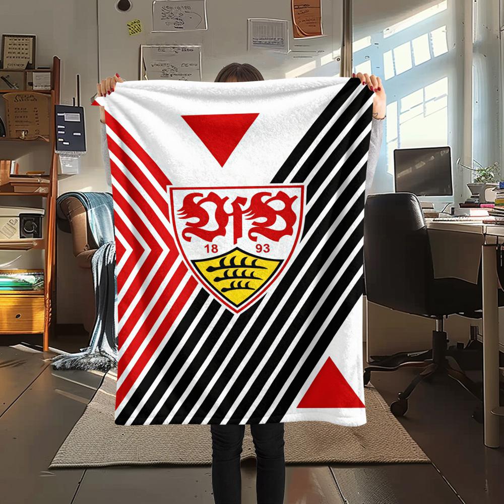 1 Stuk Stuttgart Voetbalclub Print Flanellen Deken Hoge Kwaliteit Warm Comfortabel Deksel voor Alle Seizoenen Perfect voor Cadeaus Woondecoratie