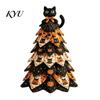 Handmade Keepsake Decor Halloween Quilted Fabric Tree Kit, Witch Cat Spider DIY Padded Craft 3D Sewing Project for Quilting Beginners, Table