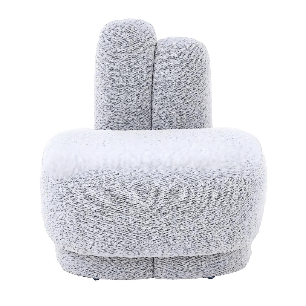 Cozy Bunny-Ear Fabric Ottoman - Fixed Upholstered Stool with Cute Ears, No Storage, Not Removable