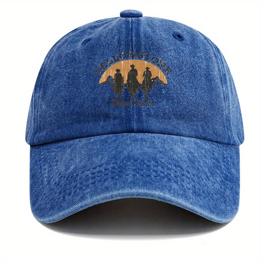 Yellowstone Dutton Farm vintage vintage vintage baseball cap, lightweight dad hat, Western cowboy silhouette and sunset pattern