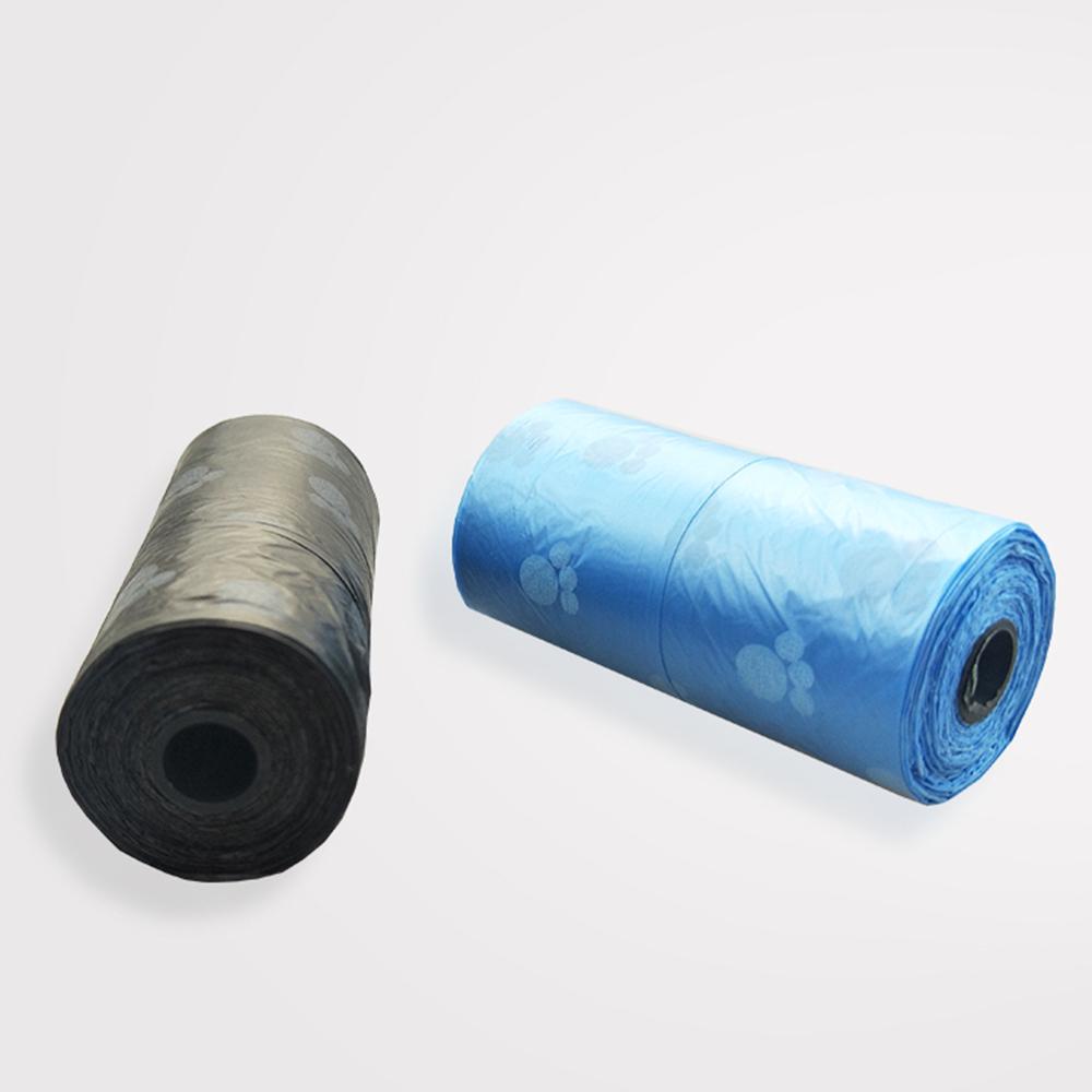 15 Pcs Pet Dog Waste Poop Bags with Printing Footprint Pattern Design Clean-up Garbage Waste Bag