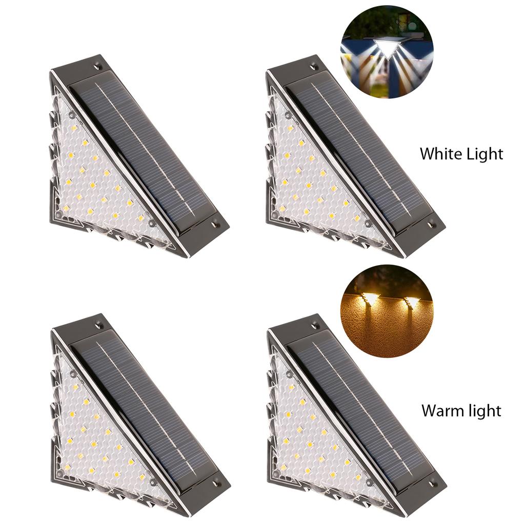 2 Pack Solar Step Lights Outdoor Waterproof IP65 Triangle Stair Lamp LED Deck & Stair Lights for Outdoor Stairs Step Fence Yard
