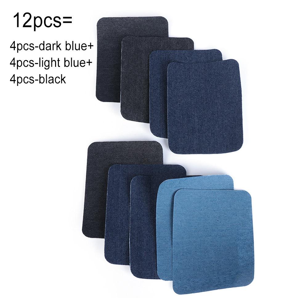 4/12Pcs Elbow Fabric Jeans Iron-on Patches Clothes DIY Repair Pants Knee Applique Apparel Self-adhesive Hole Repair Patch