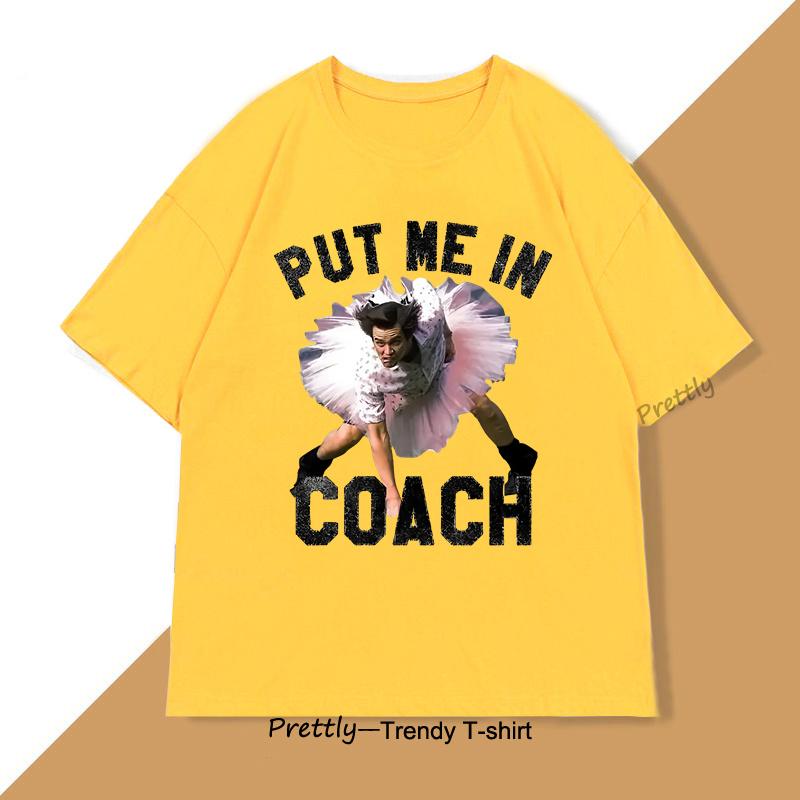 Put Me in Coach Vintage Tshirt Cotton Loose Printed Tshirt Pullover Oversize Short Sleeve Tees Streetwear Oneck Basic Top