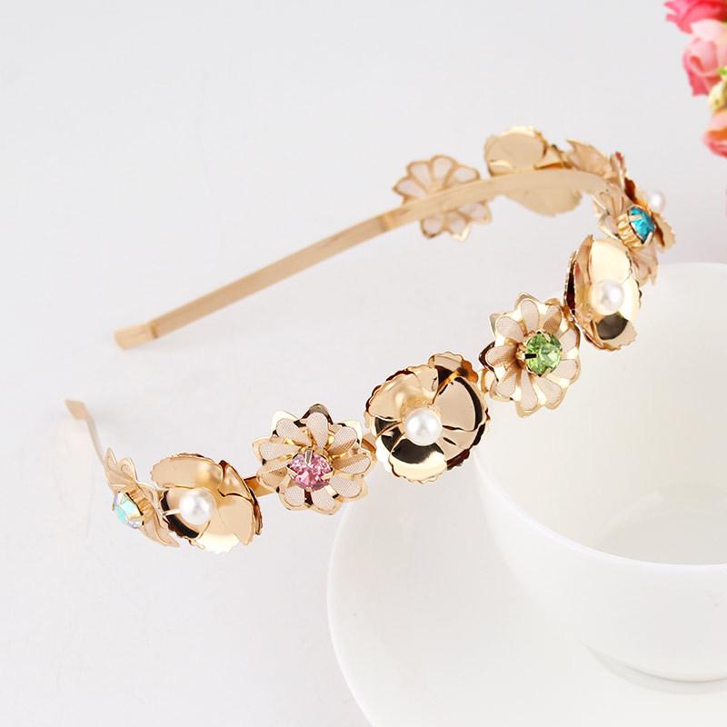 Baroque Colorful Rhinestone Headband Hair Hoop Women Hair Accessories New Shiny Fashion Crystal Flower Crown Head Wrap