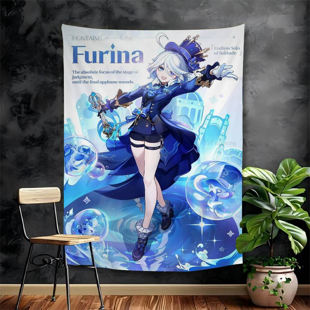 Furina Genshin Tapestry Art Printing Art Science Fiction Room Home Decor Wall Art Decor