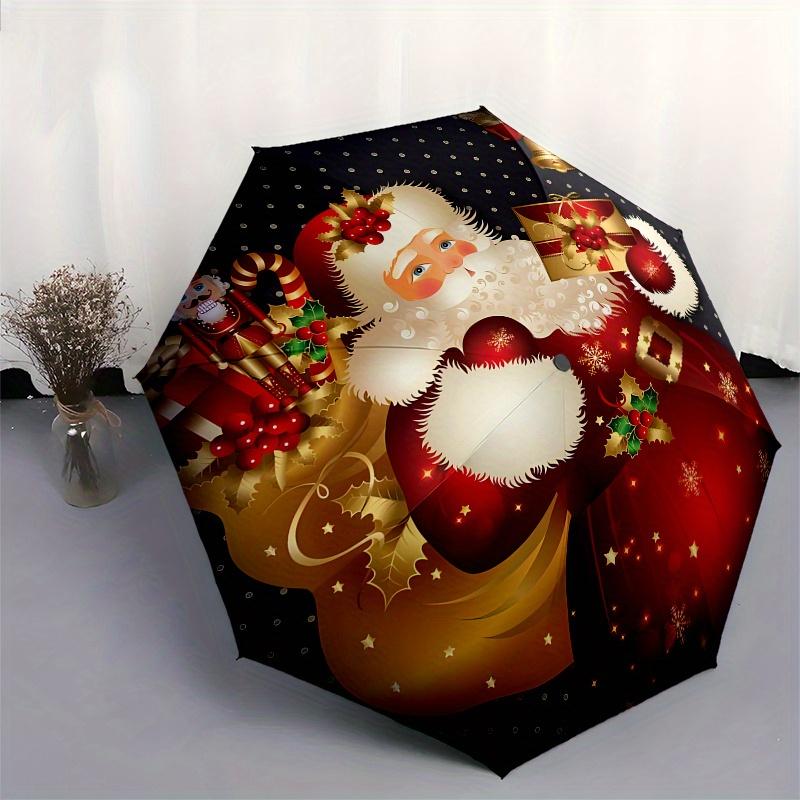 Weihnachts-Nikolaus-Schirm, Tragbarer 3-fach Kompakt-Schirm, Valentinstag