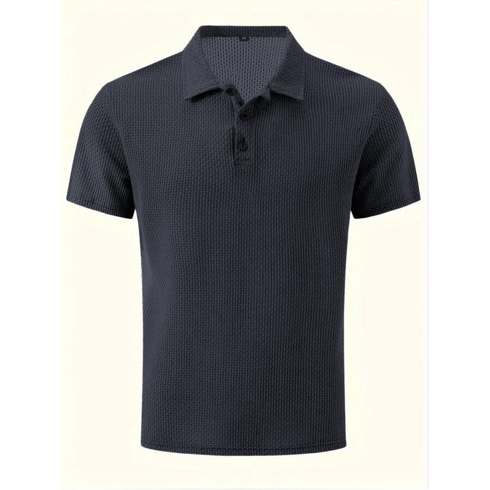 Golf Shirt Men Summer New Men's Lop-up Hollow Short-sleeved Polo Shirt Ice Silk Cool T-shirt Male