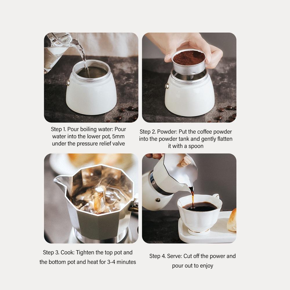 300ml Capacity Moka Pot Coffee Maker 6 Cups Capacity Aluminum Coffee Pot Kitchen Use