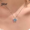 Lightweight Butterfly Jewelry Blue Necklace Women Rhinestone Choker Pendant Versatile