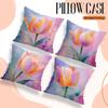 Abstract Tulip Oil Painting Cushions Pillowcase Printed Polyester 45X45Cm Throw Pillow Cover Decorative Sofa Cushion Pillowslip
