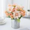 1Pc Artificial Flowers Wedding Home Bedroom Decoration Bridal Bouquet Garden Fake Silk Roses Hydrangeas Vase For Board Outdoors