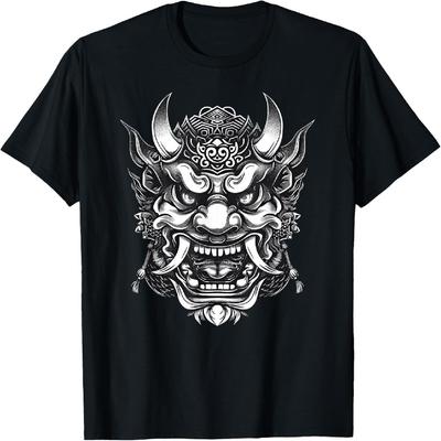 Demon Oni Mask Japanese Aesthetic T-Shirt(3)