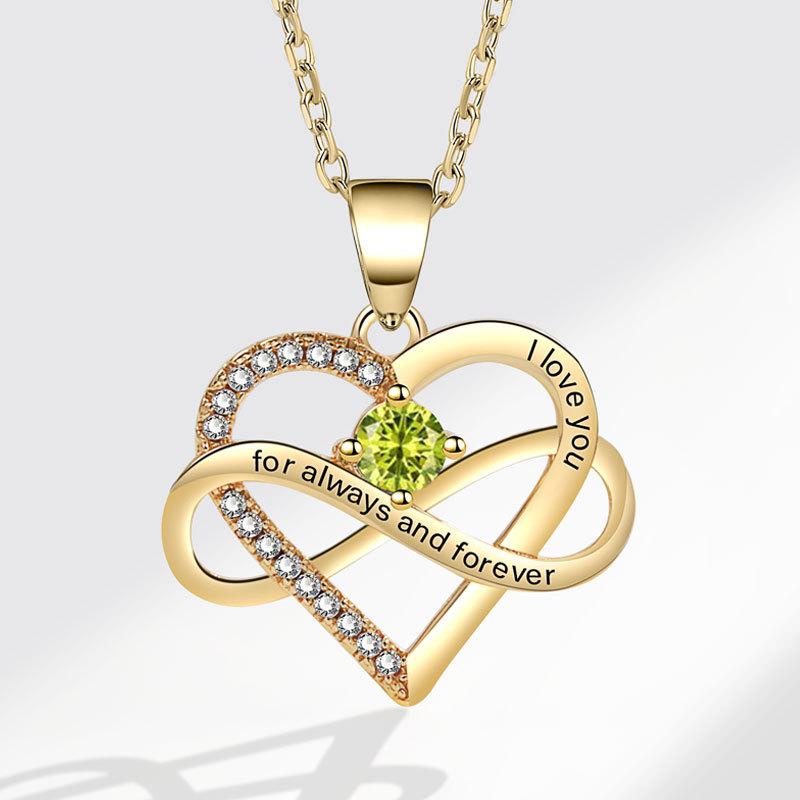 Fashionable Zircon Heart Large 8 I Love You Letter Necklace Women's Versatile Jewelry
