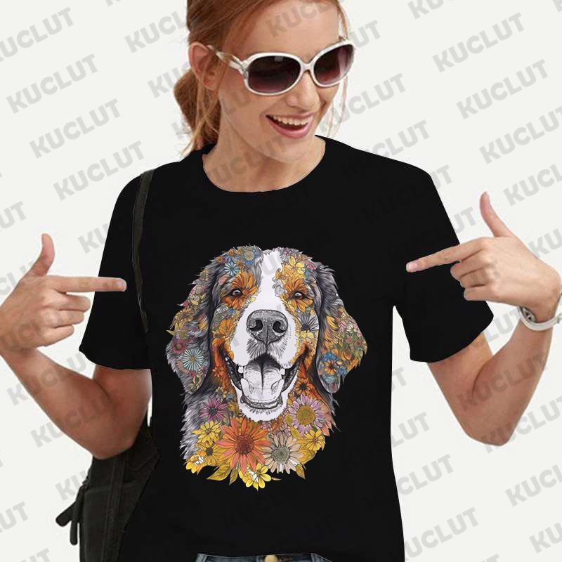 Dámské tričko s květinovým vzorem a čivavou, módní halenka s krátkým rukávem, Harajuku Ulzzang letní Y2k topy, dámské estetické oblečení