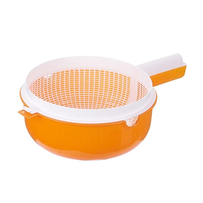 Handle Draining Basket Plastic Double Layer Colander Bowl for Fruit Washing, Vegetable Washing and Water Draining