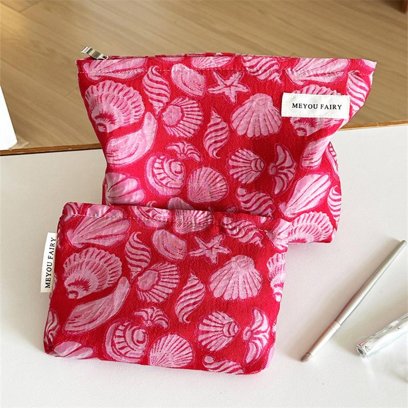 High Quality Sea Shell Printed Cosmetic Bag Portable Multi-Functional Makeup Bag Large Capacity Storage Bag Travel