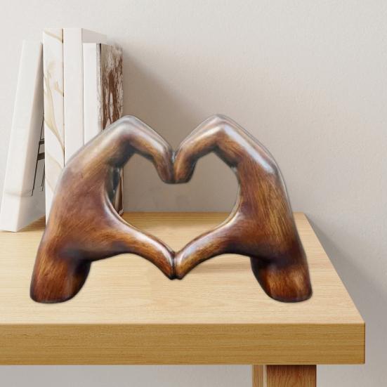 Love Heart Hand Figurine Heart-shaped Gesture Resin Sculpture Statue Sculpture Home Office Desktop Decoration Ornament Christmas Gift