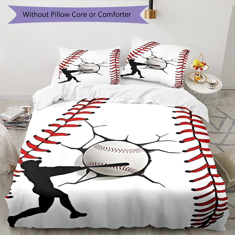 3pcs Baseball Bedding Set Duvet Cover Closure Includes 1 Duvet Cover & 2 Pillowcases, Soft and Comfortable for All Seasons.