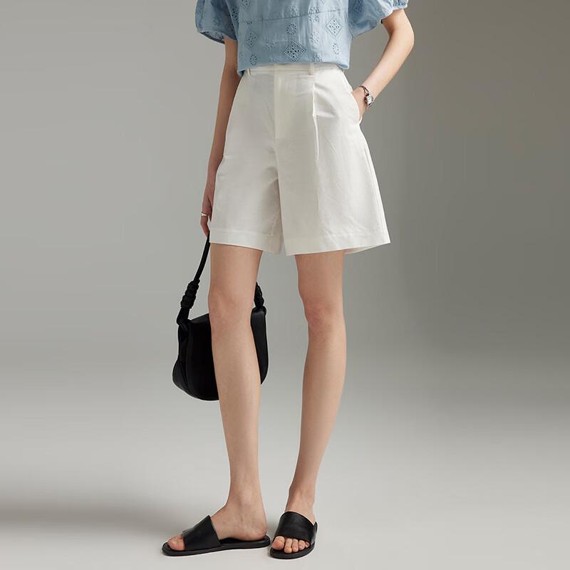 Women's Workwear High-Waist Cotton Linen Wide-Leg Shorts