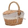 Vocante Picnic Basket with Removable Liner, Empty Picnic Baskets with Lid, Vintage Picnic Basket with Foldable Fabric Handle for Outdoor Picnic Campin