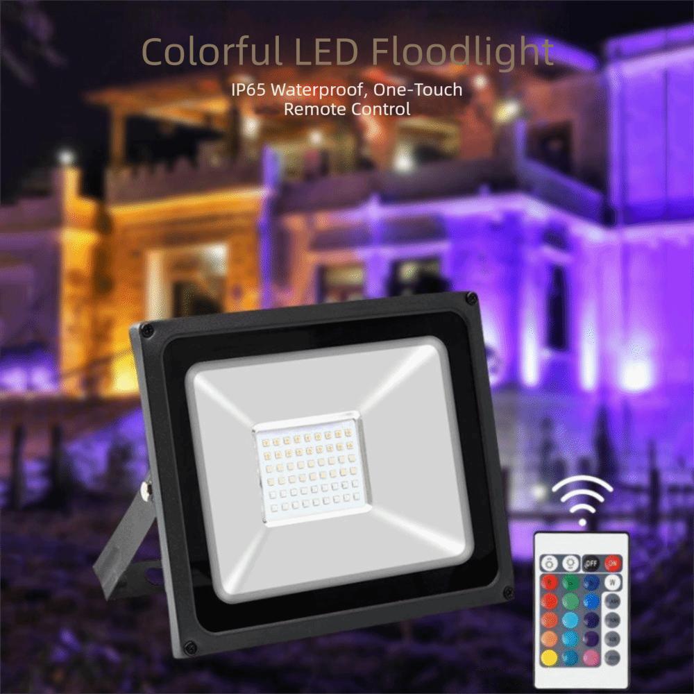 With Remote RGB LED Floodlight Multicolor Outdoor Lighting Reflector Landscape Lights Garden