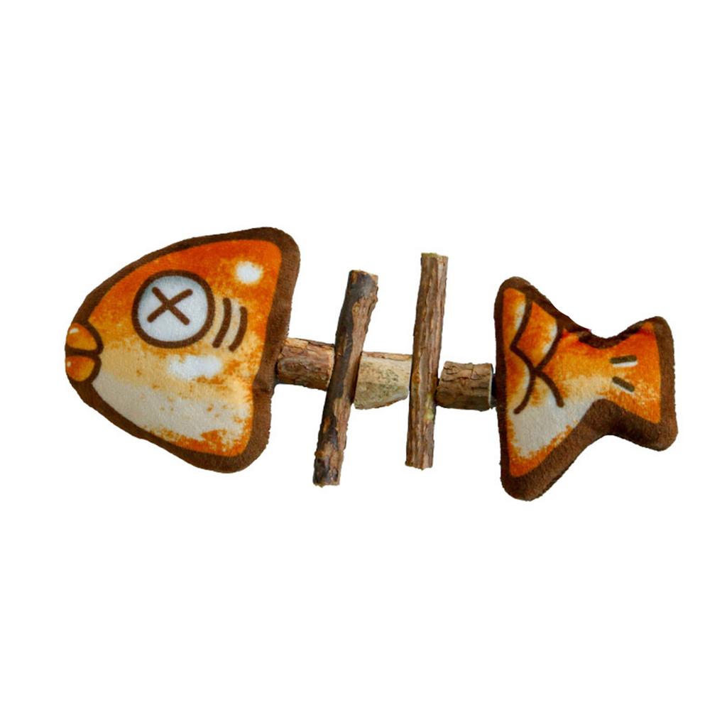Cattoy Fish Bones Made Of Wood And Knotweed, Realistic Fish For Teeth Grinding, Self-entertaining Toy, Grilled Fish.