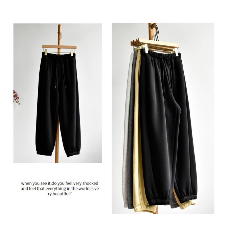 

[Extra thick cotton sweatpants] Men s and women s large size velvet thickened imitation cashmere warm loose sports cotton sweatpants S ( 42.5-52.5kg ) чёрный