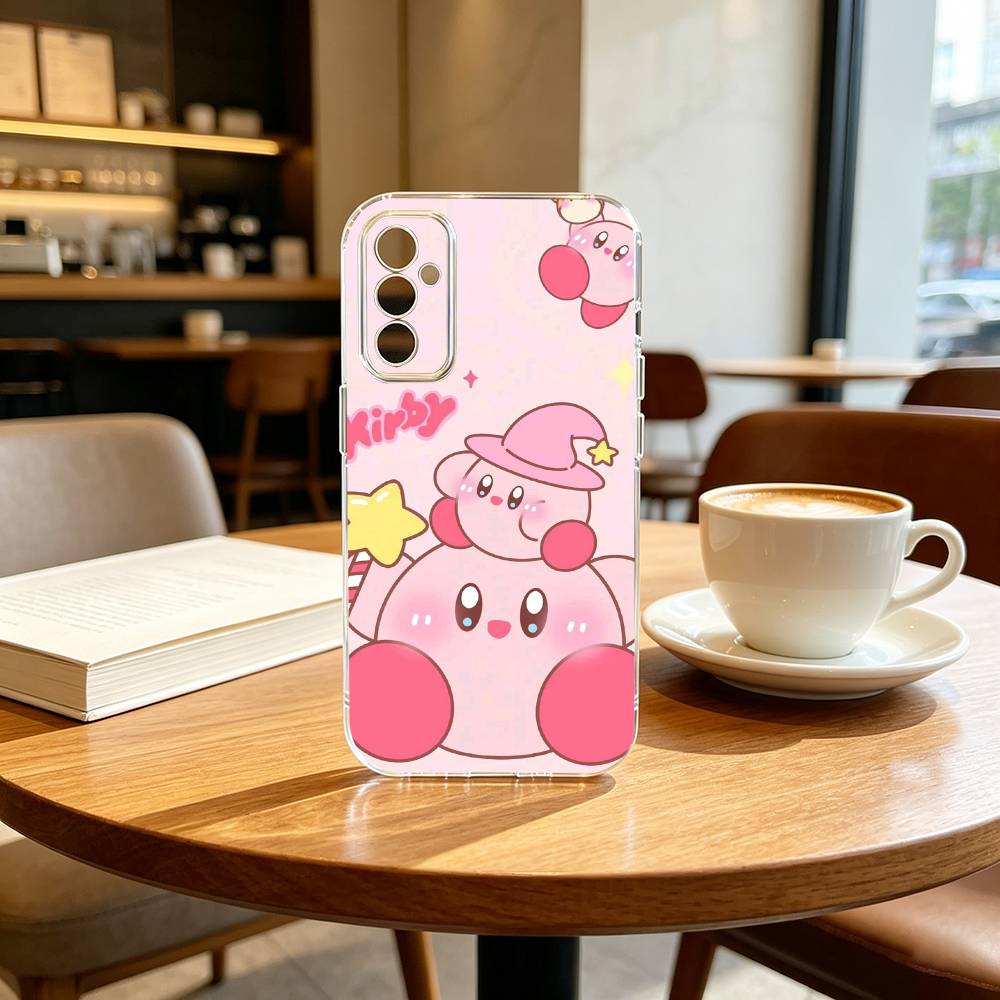 K-Kirbys-PC Cartoon Pink Phone Case Transparent Silicone Soft For SamsungA10,12,20,21S,30,31,40,50,51,52,70,71 Samsung a714g