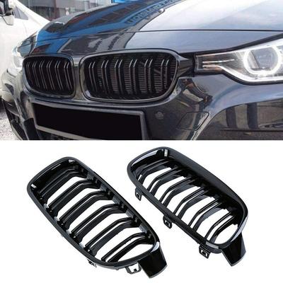 Do BMW serii 3 F30 F31 F35 2012-2018 Czarna atrapa grillowa w stylu podwójnych listew Siatka przednich nerek Grill wyścigowy Zamienna część samochodowa