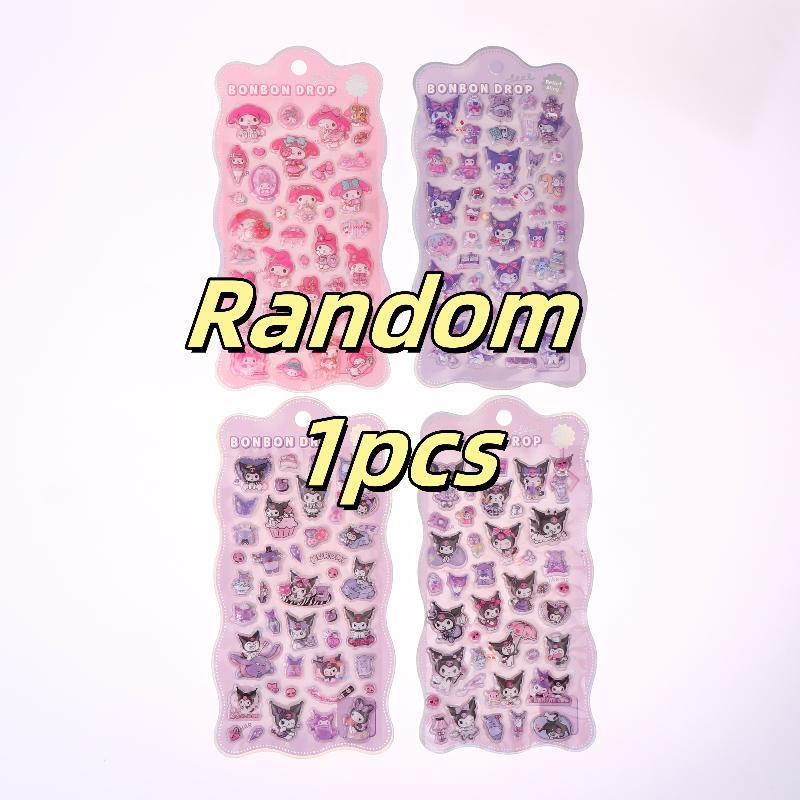 1/4 Sheets Laptop Cell Phone Case Water Cup Computer Luggage Decorative Decals Sanrio Anime Kuromi 3D Relief  Stickers