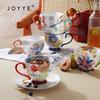 JOYYE Hand-Painted Floral Ceramic Cereal Mug