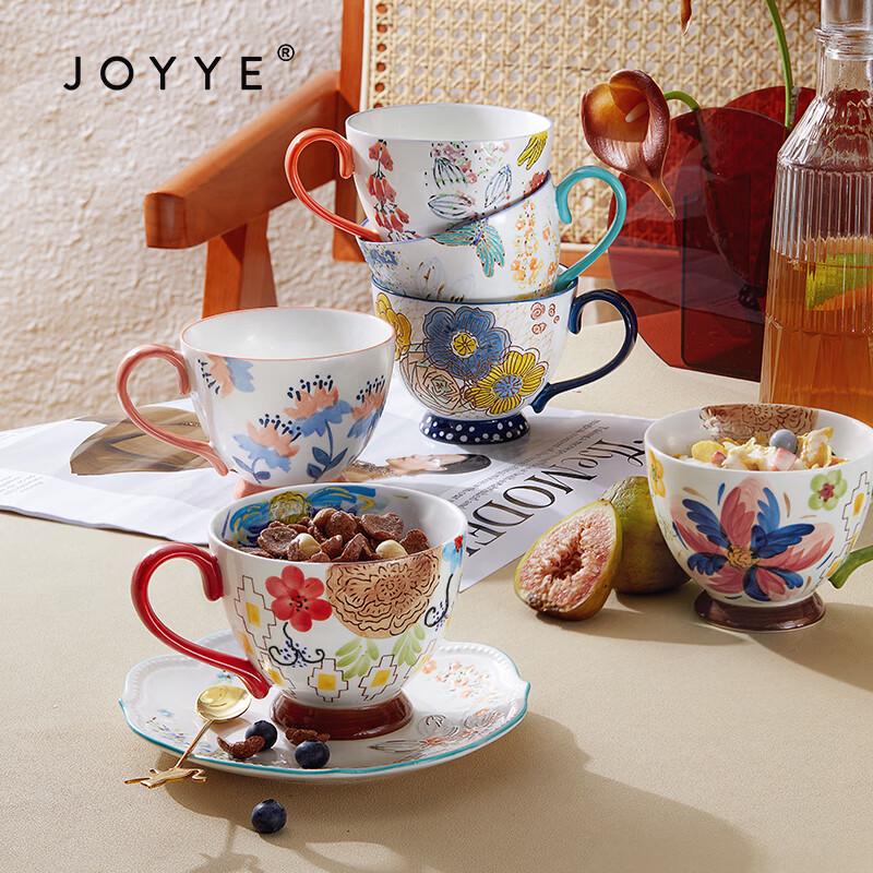 JOYYE Hand-Painted Floral Ceramic Cereal Mug