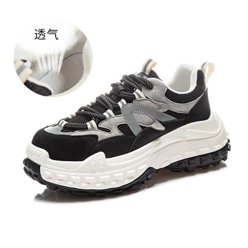 Suction film sole leather dad shoes women's 2025 spring new casual versatile shoes children's thick soles increase ins women's shoes